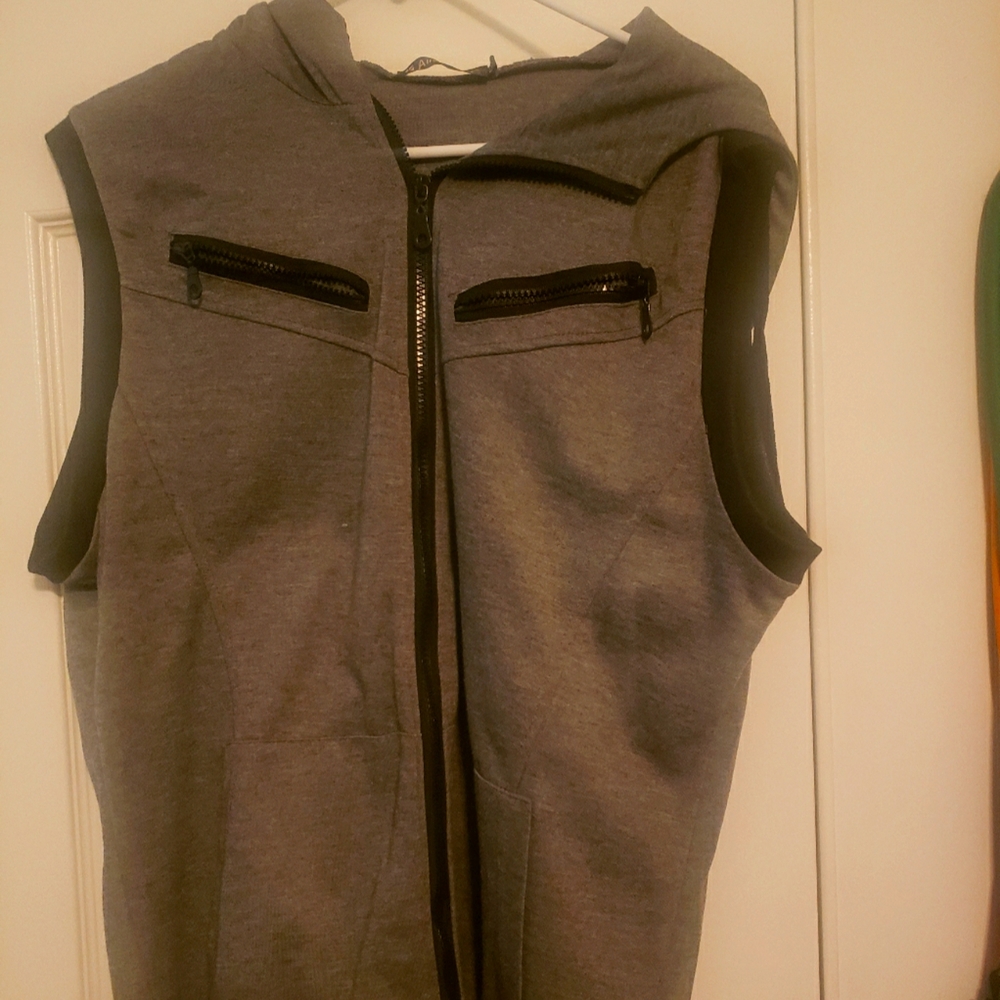 Sleeveless Large Gym/Fitness Hoodie Shirt (Allegra K) with Front Zipper